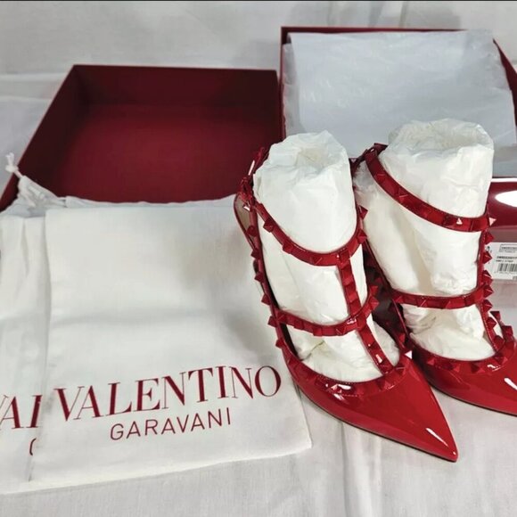 Valentino Garavani Women Rockstud Ankle Strap Pumps Tonal Studs 11 MSRP $1,150 - Picture 2 of 15